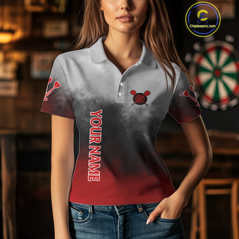 Custom Red And Blue Smoke Dartboards Dart Shirts For Men Grunge Dart Women Jerseys NYN0060
