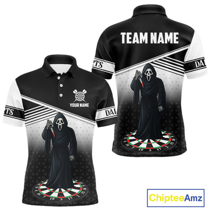 Grim Reaper Dartboard Custom Black Darts Shirt For Men - Personalized Name For Players NYN0673