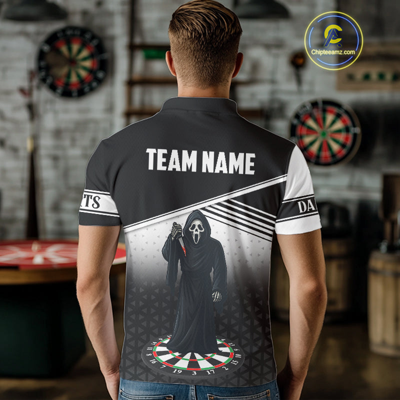 Grim Reaper Dartboard Custom Black Darts Shirt For Men - Personalized Name For Players NYN0673