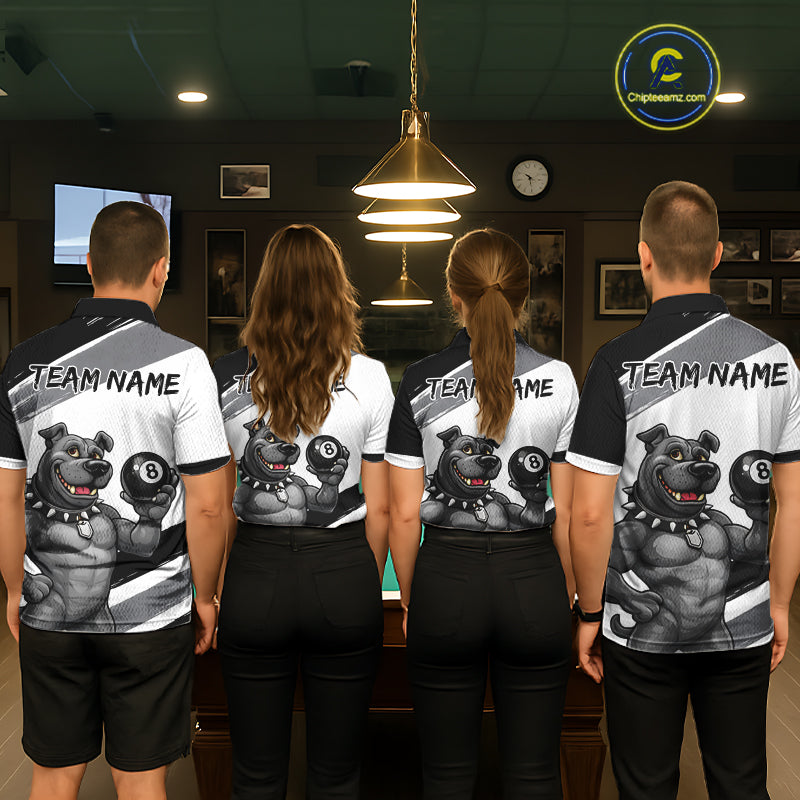 Grey And White Paint Funny Bulldog 8 Ball Billiard Pool Shirt For Women Custom Billiard Team Appeal NYN2765