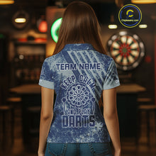 Load image into Gallery viewer, Keep Clam And Plays Dart Custom Blue Grunge Dart Shirts For Women, Dart Team Jerseys NYN0065