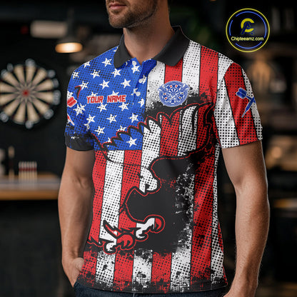 Grunge Eagle US Flag Pattern Custom Dart Shirt For Men, Dart Team Jerseys NYN0214