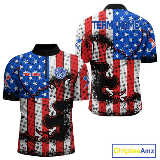 Grunge Eagle US Flag Pattern Custom Dart Shirt For Men, Dart Team Jerseys NYN0214