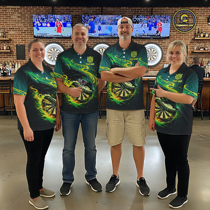 Green Splatter Paint Shark Dartboard & Arrow Women Darts Quarter-Zip Shirt Custom Darts Team Jersey NYN2616