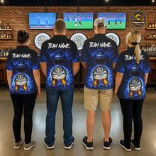 Load image into Gallery viewer, Blue Horror Shark Cheer Beer &amp; Dartboard Men Darts Polo Shirt Custom Funny Dart Team Jersey NYN2617