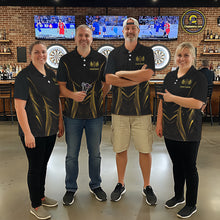 Load image into Gallery viewer, Personalized Black And Gold Wings Dart Arrow Women Darts Polo Shirt Custom Dart Team Jersey NYN2619
