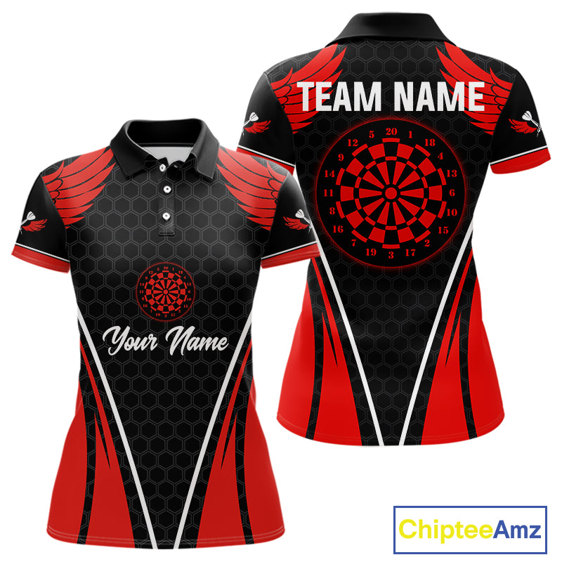 Halftone Pattern Dartboard Custom Red Dart Shirt For Women, Dart Team Jerseys NYN0225