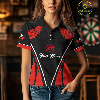 Halftone Pattern Dartboard Custom Red Dart Shirt For Women, Dart Team Jerseys NYN0225