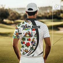 Load image into Gallery viewer, Tropical White And Black Golf Ball Polo Golf Shirts For Men Custom Parrot Golf Team Attire NYN3175
