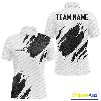 Black leopard mens golf polo shirt white golf ball golf outfit
