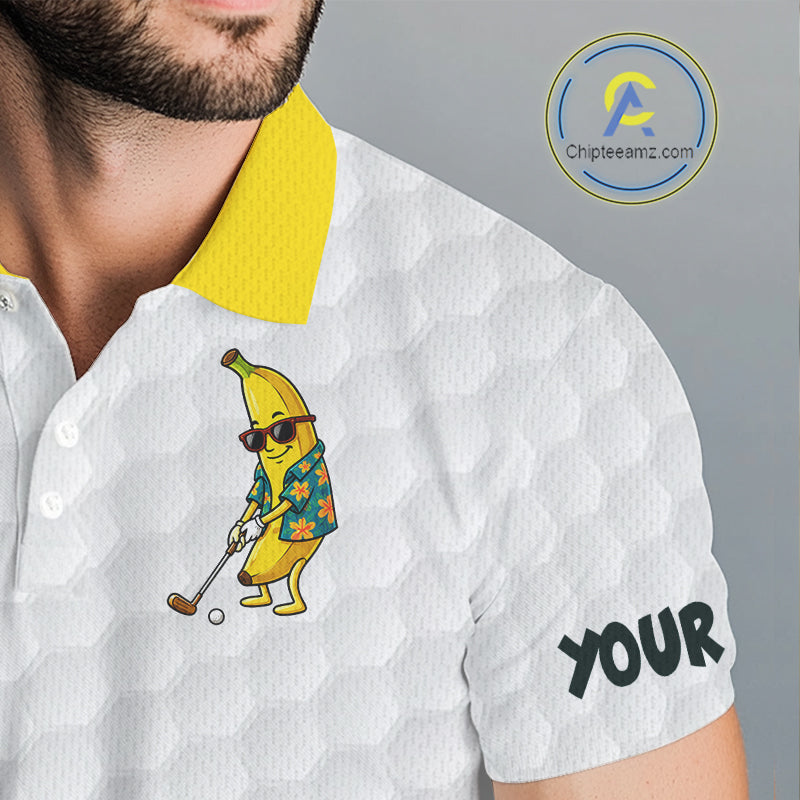 Custom Banaba Golfer Golf Ball Team Attire Tropical Monstera Golf Polo Golf Shirts For Men NYN3178