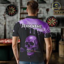Load image into Gallery viewer, Custom Holographic Purple Skull Darts Shirt Polo For Men Light Skull Dart League Jerseys NYN2109