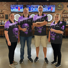 Load image into Gallery viewer, Custom Holographic Purple Skull Darts Shirt 1/4-Zip For Men Light Skull Dart League Jerseys NYN2109