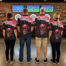 Load image into Gallery viewer, Custom Holographic Red Skull Darts Shirt Polo For Men Light Skull Dart League Jerseys NYN2110