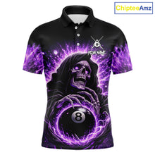 Load image into Gallery viewer, Lightning Purple Scary Grim Reaper Pool 8 Ball Men Billiard Shirt Custom Ball Billiard Team Attire NYN2624