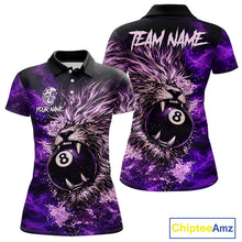 Load image into Gallery viewer, Purple Smokes Lion Paint Pool 8 Ball Women Billiard Polo &amp; 1/4-Zip Shirt Custom Billiard Team Attire NYN2626