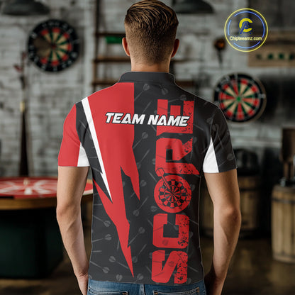 Red Score Dartboard Grunge Darts Shirt For Men - Custom Name & Team Jersey NYN0612