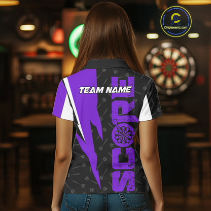 Purple Score Dartboard Grunge Darts Shirt For Women - Custom Name & Team Jersey NYN0613
