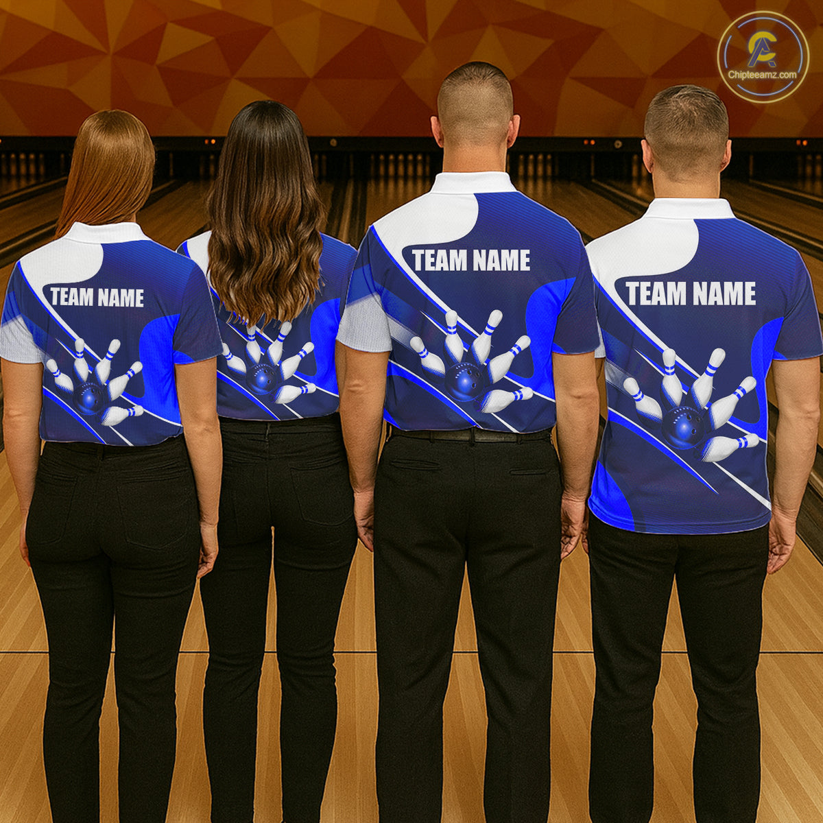 White And Blue Bowling Ball & Pins Shirt For Men Custom Polo Quarter-Zip Bowling Team Jersey NYN3674