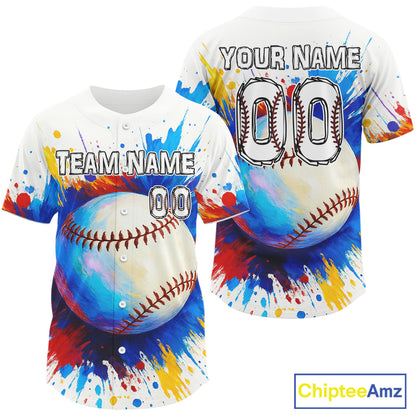 Custom Splashed Color Baseball Ball Jersey For Men Personalized Youth Baseball Shirt NYN0906