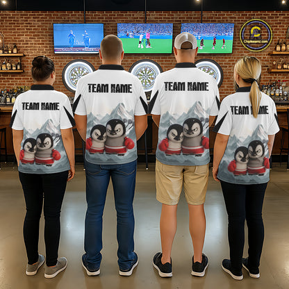 Boxing Fierce Penguin Duo Couple Women Darts 1/4-Zip Shirt Custom Funny Dart Team Jerseys NYN2357