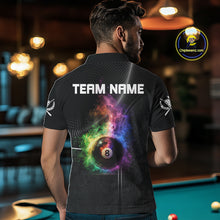 Load image into Gallery viewer, Personalized Colorful Smoke 8 Ball Men Billiard Polo &amp; 1/4 Zip Shirt Pool Billiard Apparel NYN2370