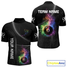 Load image into Gallery viewer, Personalized Colorful Smoke 8 Ball Men Billiard Polo &amp; 1/4 Zip Shirt Pool Billiard Apparel NYN2370