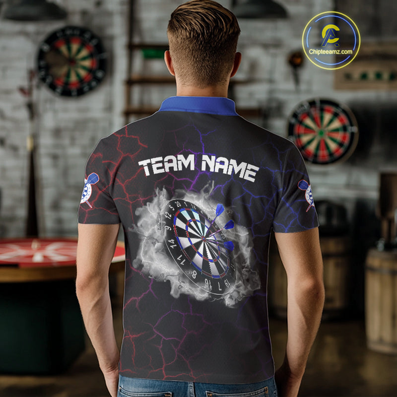 Custom Lightning And White Smoke Dartboard Dart Shirts For Men, Dart Team Jerseys NYN0074