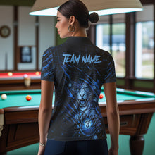 Load image into Gallery viewer, Blue Grunge Funny Tiger Women Dart Polo &amp; 1/4-Zip Shirt Custom Name Tiger Dart Jersey For Darters NYN2973