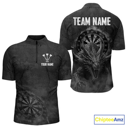 Custom Dragon Darts Shirt For Men With Cracked Stone, Dragon Grey Smoke Darts Team Jersey NYN3946