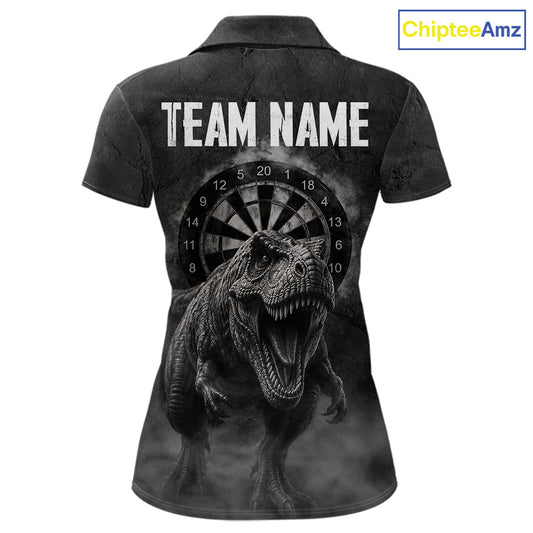 Custom Dinosaur Darts Shirt For Women With Cracked Stone, Dinosaur Grey Smoke Darts Team Jersey NYN3947
