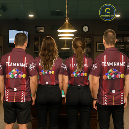 Personalized Red Ball Billiard  Polo & 1/4 Zip Shirt For Women Custom Pool Team Shirt Billiard Jersey NYN2981