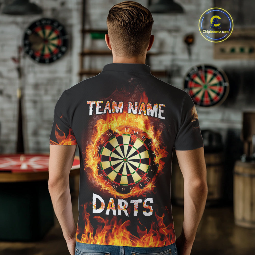 Custom Fire Skull Multi-Flame Dartboard Dart Shirts For Men, Dart Team Jerseys NYN0087