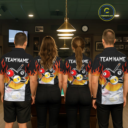Flaming 8 Ball & 9 Ball Billiard Jerseys For Men Custom Pool Cue Billiards Team Jersey NYN2320