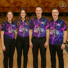 Load image into Gallery viewer, Cool Cat Funny Bowling Polo 1/4-Zip Shirts For Men Custom Galaxy Tornado Bowling Team Jerseys NYN3412