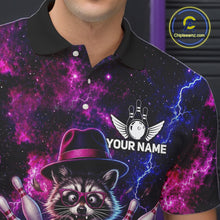 Load image into Gallery viewer, Raccoon Funny Bowling Polo 1/4-Zip Shirts For Men Custom Galaxy Tornado Bowling Team Jerseys NYN3413