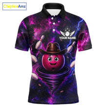 Load image into Gallery viewer, Funny Cowboy Bowling Ball Shirt For Men Custom Galaxy Tornado Bowling Team Jersey