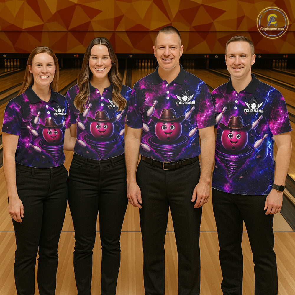 Funny Cowboy Bowling Ball Shirts For Women Custom Galaxy Tornado Bowling Team Jerseys NYN3414