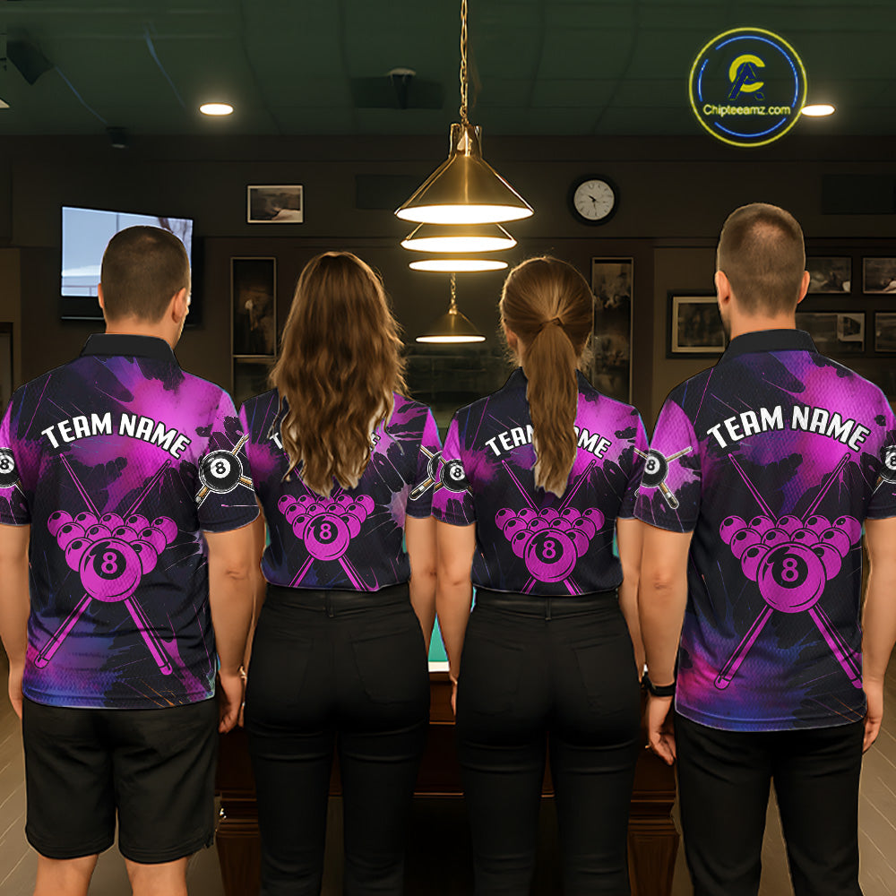 Grunge Paint Splatter Pink Ball 8 Billiard Shirts For Women Personalized Billiard Attire Gifts NYN2789