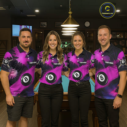 Grunge Paint Splatter Pink Ball 8 Billiard Shirts For Women Personalized Billiard Attire Gifts NYN2789