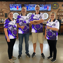 Load image into Gallery viewer, Custom Purple Grunge Eagle Scratch Dartboard Women Darts Polo &amp; 1/4-Zip Shirts Dart Team Jerseys NYN2796