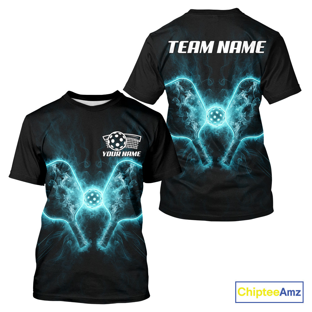 Custom Turquoise Smokes Pickle Paddles Men's Pickleball T-Shirt Pickleball Team Outfits NYN1887