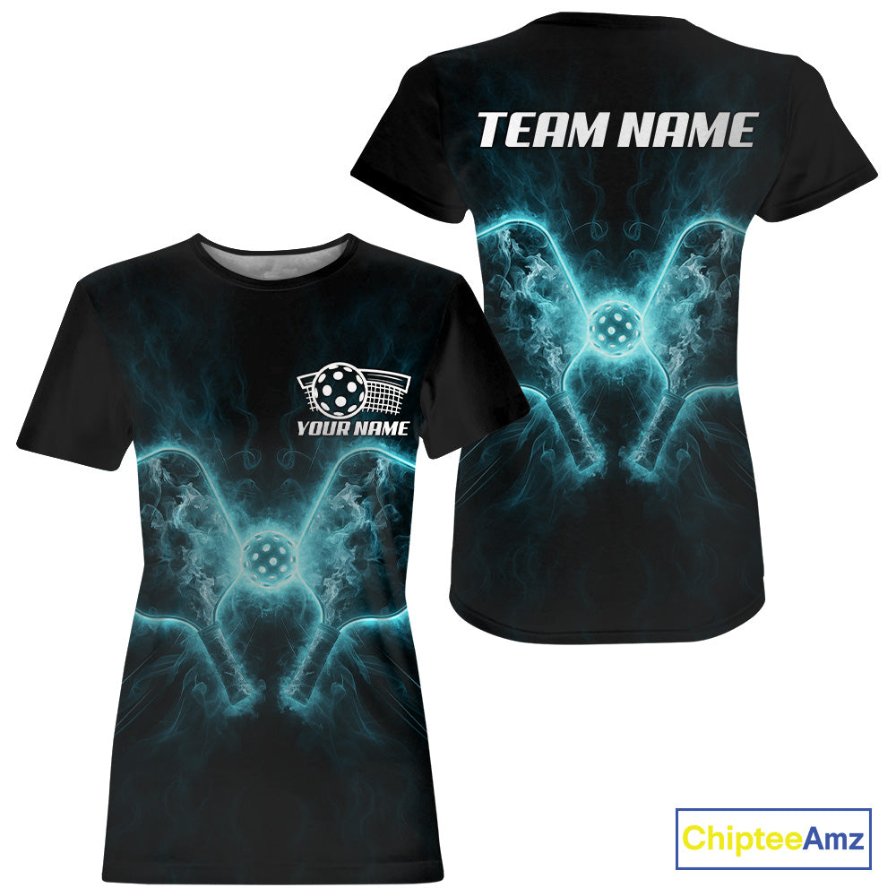 Custom Turquoise Smokes Pickle Paddles Women's Pickleball T-Shirt Pickleball Team Outfits NYN1887