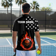 Load image into Gallery viewer, Custom Red Flames Pickleball Ball 3D League Jerseys Men Pickleball US Flag Team Shirts NYN2148