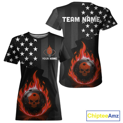 Custom Red Flames Pickleball Ball 3D League Jerseys Women Pickleball US Flag Team Shirts NYN2148