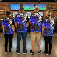 Load image into Gallery viewer, Custom Blue Flaming Dartboard Darts Polo &amp; 1/4-Zip Shirts For Women Fire Dart Team Jerseys NYN2804