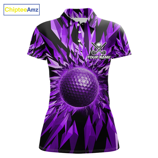 Icy Purple Geometric Womens Golf Polo Shirt Customize Golf Gifts For Women Golf Team Attire NYN4007