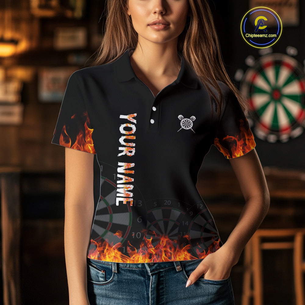 Fire Skull Multi-Flame Dartboard Custom Dart Shirts For Women, Dart Team Jerseys NYN0240