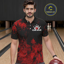 Load image into Gallery viewer, Red Splatter Cute Raccoon Men Bowling Shirts Custom Funny Bowling Pins Team Jerseys For Bowlers NYN3197