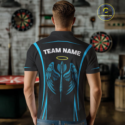 Azure Wings With Dart Arrow Men's Funny Darts Shirt - Custom Name For Darts Jersey NYN0495